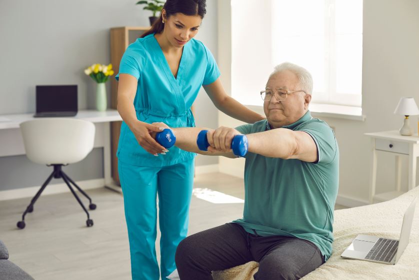 in-home physical therapy session