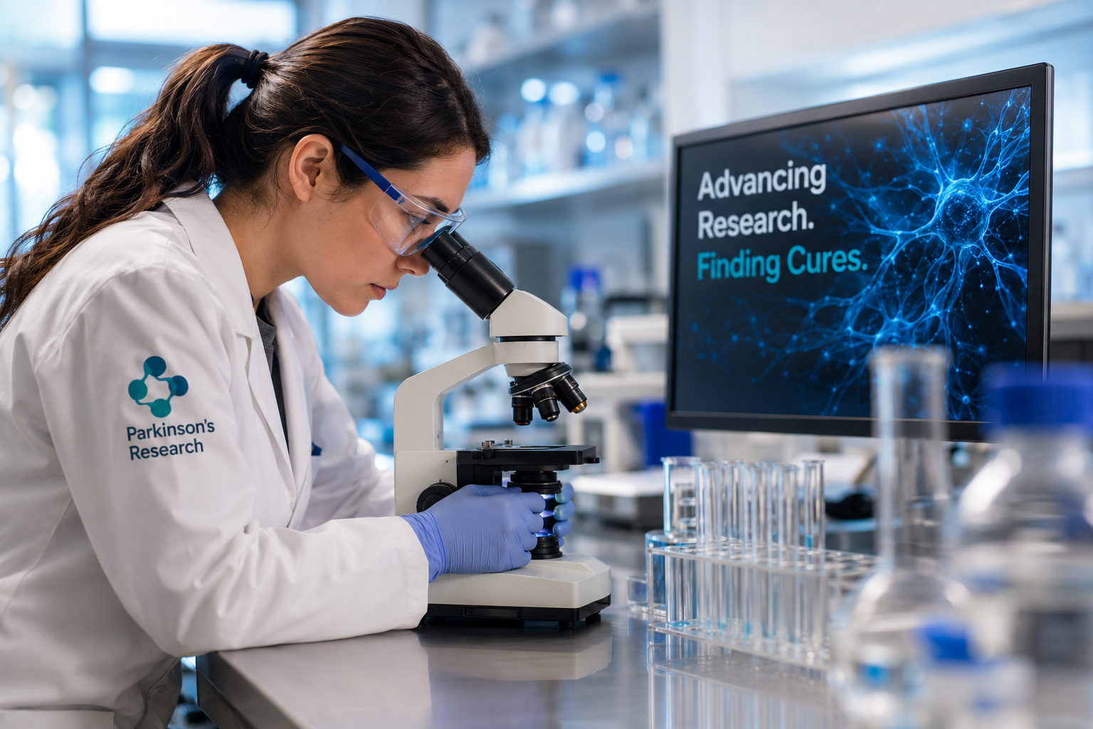 Scientist examining samples in research lab
