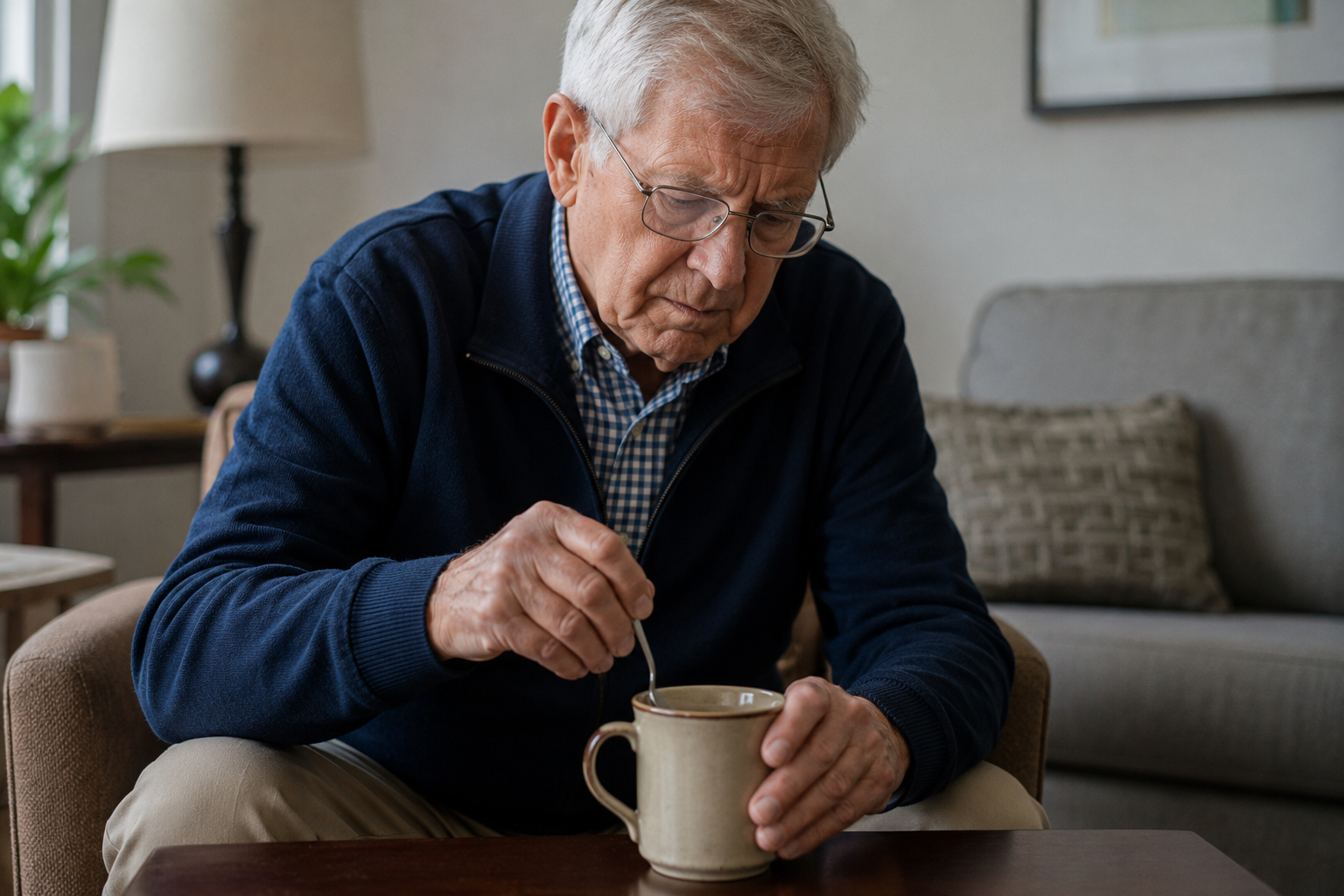 Elderly man enjoying a quiet moment