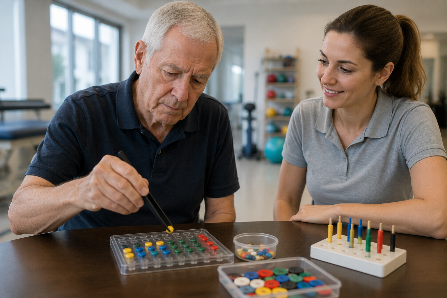 Therapy session with fine motor focus