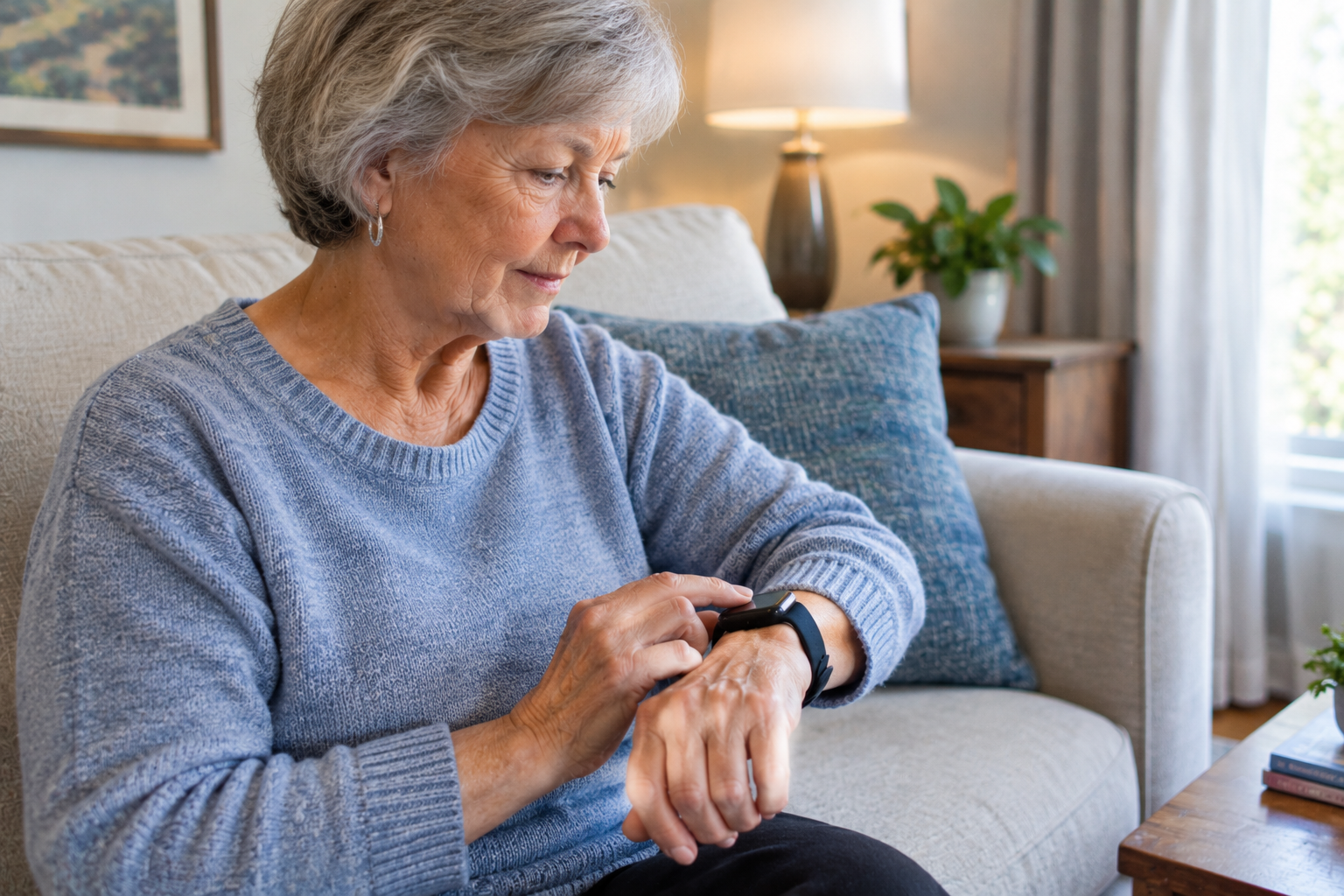 Older Woman Checking Her Smartwatch